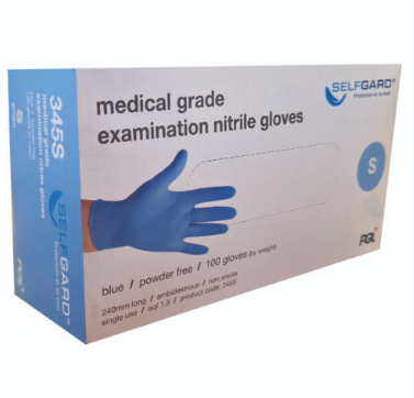 Medical Grade Nitrile 3.5g Blue Powder Free Gloves 100 gloves per packet - Sold per CTN